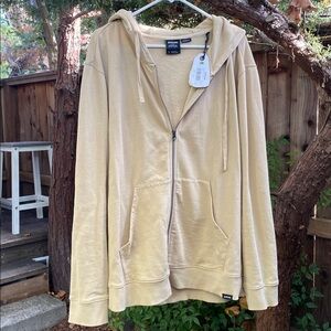 NEW Prana Men’s North Country Full Zip Hoodie L Beige Organic Cotton